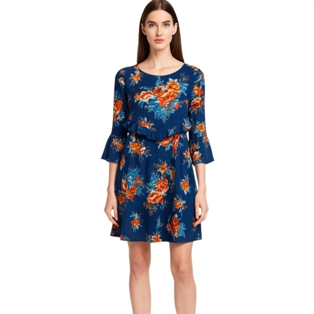 AS U WISH Floral Dress Navy Blue – Size M.